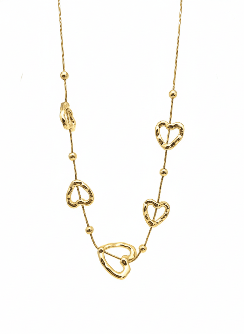 Abstract Open Heart Charm Necklace - ZIORF