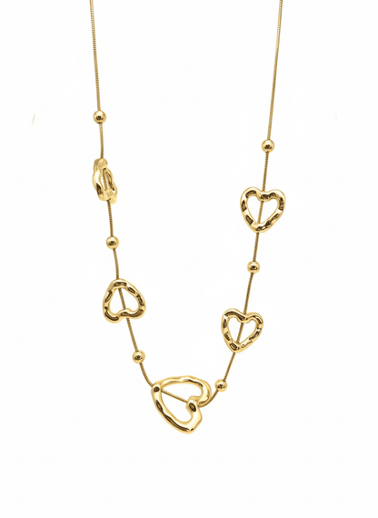 Abstract Open Heart Charm Necklace - ZIORF