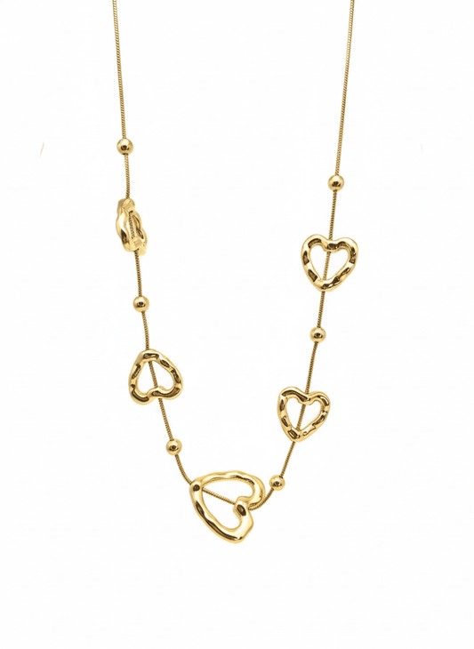 Abstract Open Heart Charm Necklace - ZIORF