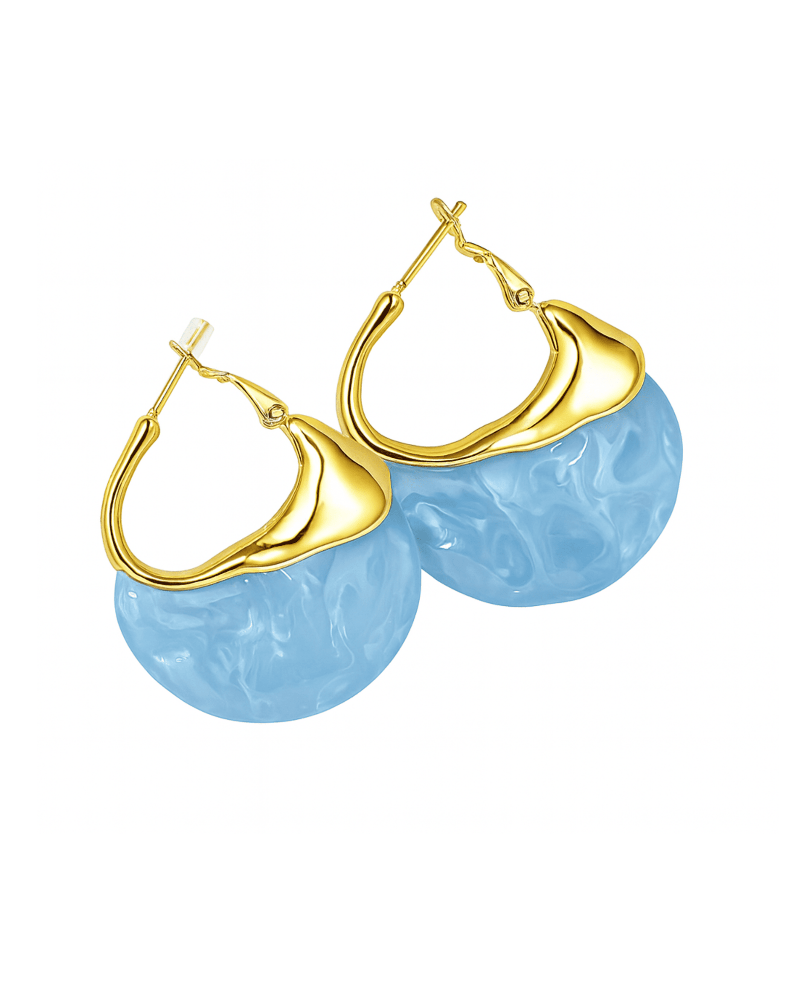 Aqua Marble Gold Earrings - ZIORF