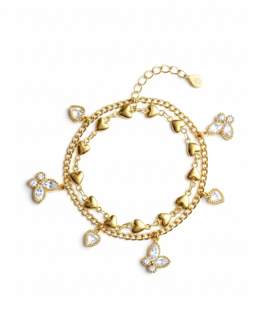Dainty Layered Heart Bracelet
