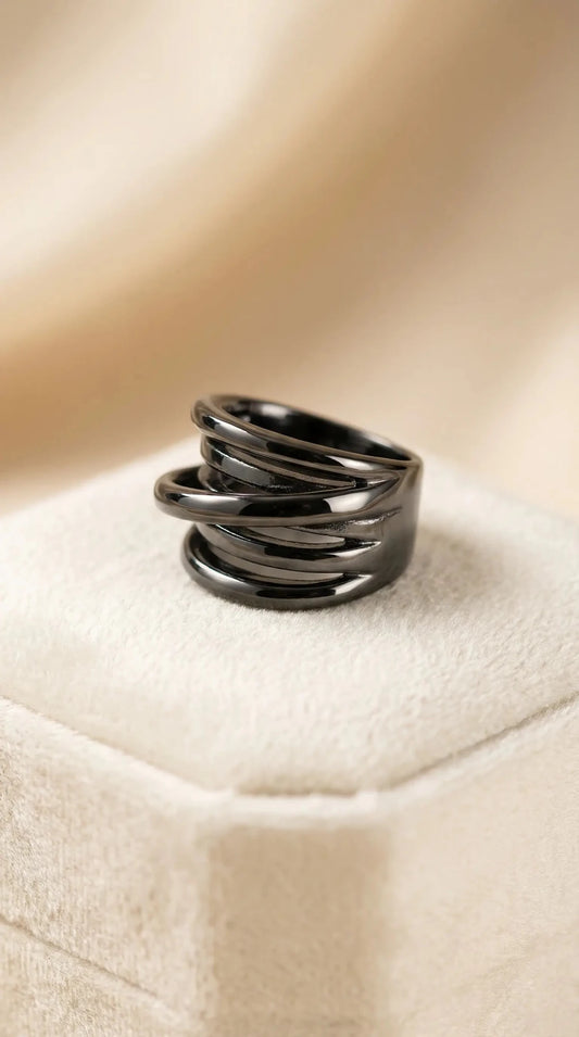 Black Spiral Ring - ZIORF