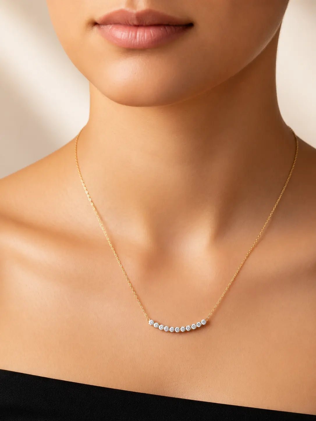 Blossom Curve Crystal Necklace - ZIORF