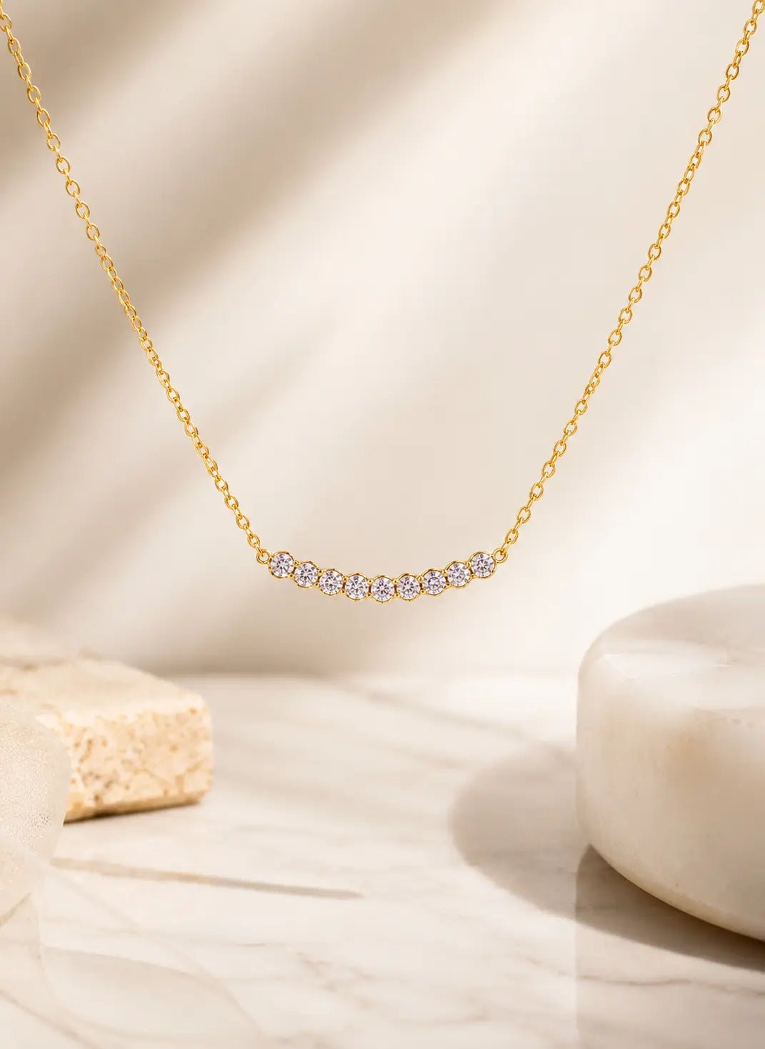 Blossom Curve Crystal Necklace - ZIORF