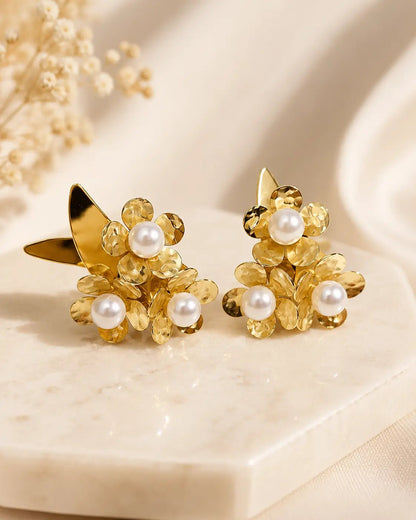 Blossom Pearl Cluster Earrings - ZIORF