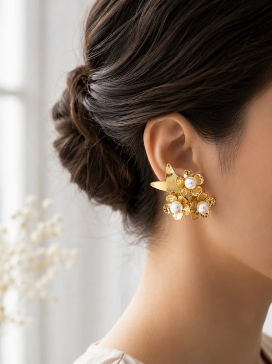 Blossom Pearl Cluster Earrings - ZIORF
