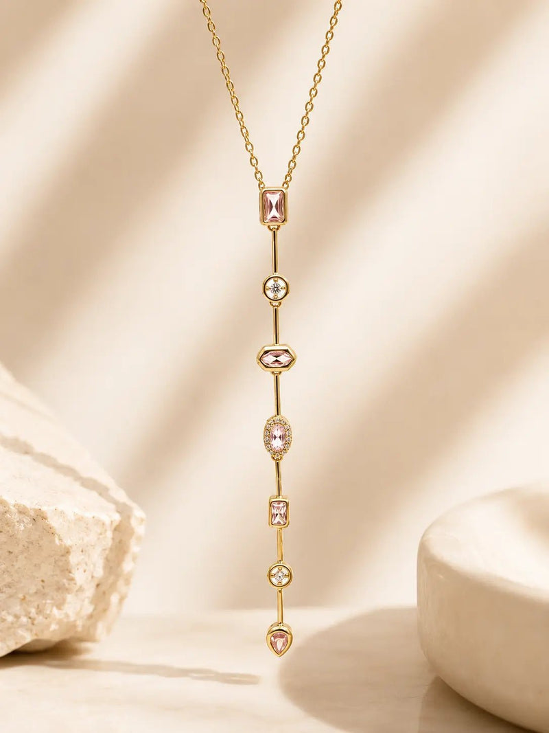 Blush Cascade Gemstone Necklace - ZIORF