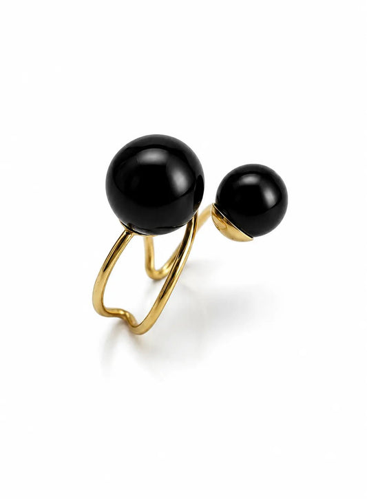 Bold Double Orb Gold Ring - ZIORF