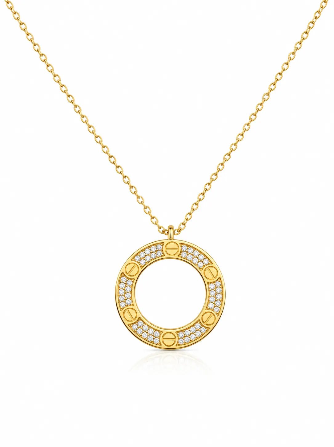 Celeste Circle Pendant Necklace – Crystal Gold & Silver - ZIORF