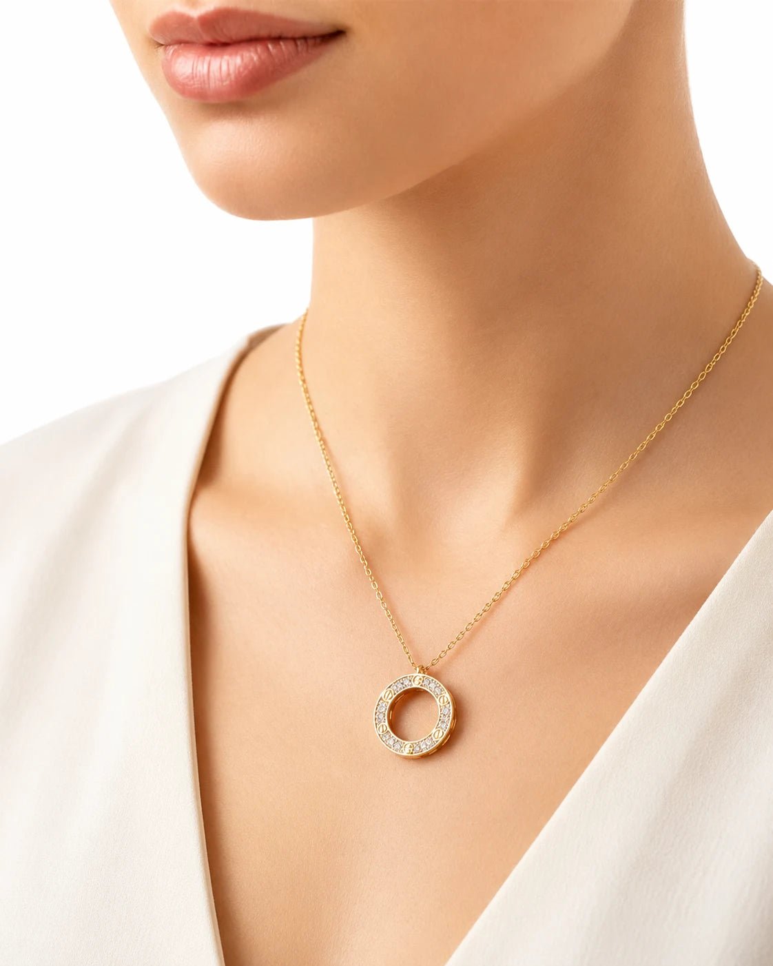 Celeste Circle Pendant Necklace – Crystal Gold & Silver - ZIORF