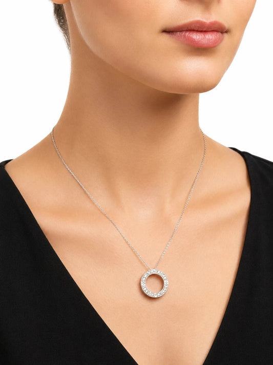 Celeste Circle Pendant Necklace – Crystal Gold & Silver - ZIORF