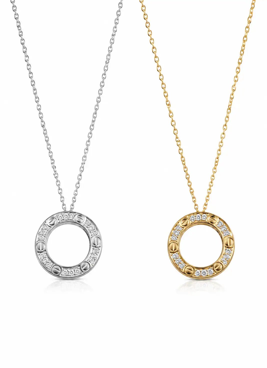 Celeste Circle Pendant Necklace – Crystal Gold & Silver - ZIORF