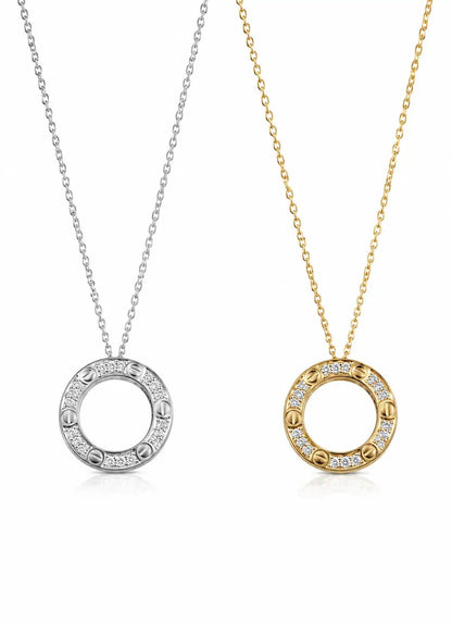 Celeste Circle Pendant Necklace – Crystal Gold & Silver - ZIORF