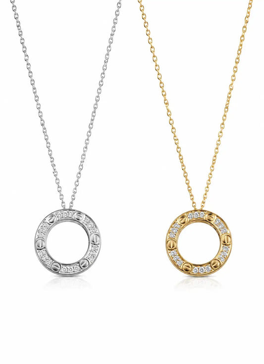 Celeste Circle Pendant Necklace – Crystal Gold & Silver - ZIORF