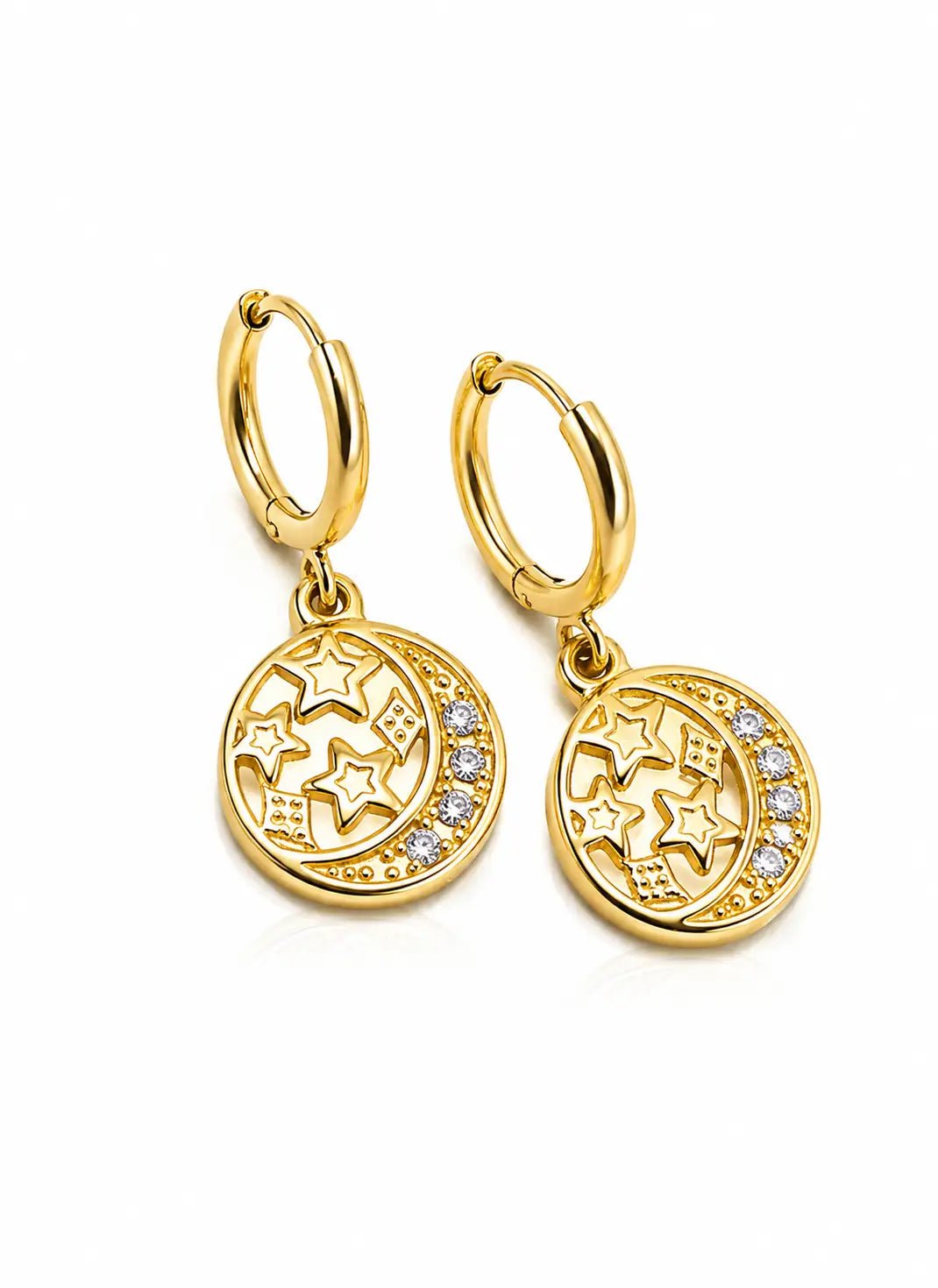 Celestial Moon & Star Hoop Earrings - ZIORF