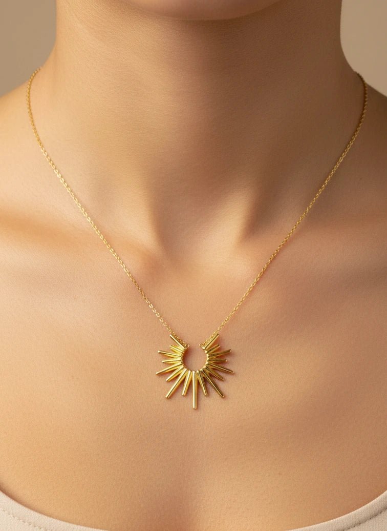Celestial Radiance Sunburst Necklace - ZIORF