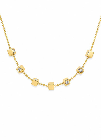 Crystal Cube Station Necklace - ZIORF