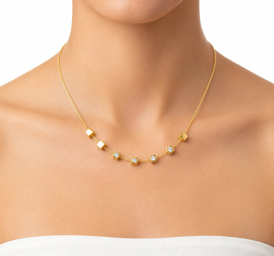 Crystal Cube Station Necklace - ZIORF