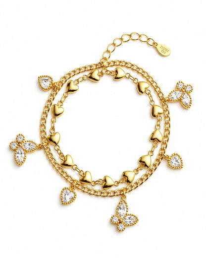 Dainty Layered Heart Bracelet - ZIORF