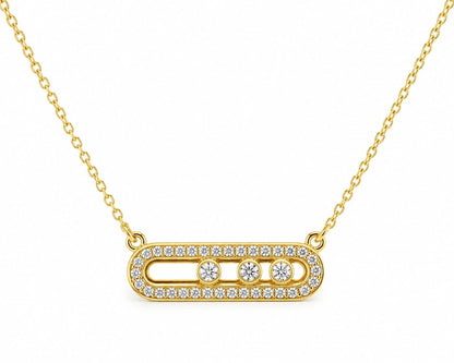 Dainty Triple Stone Bar Necklace - ZIORF