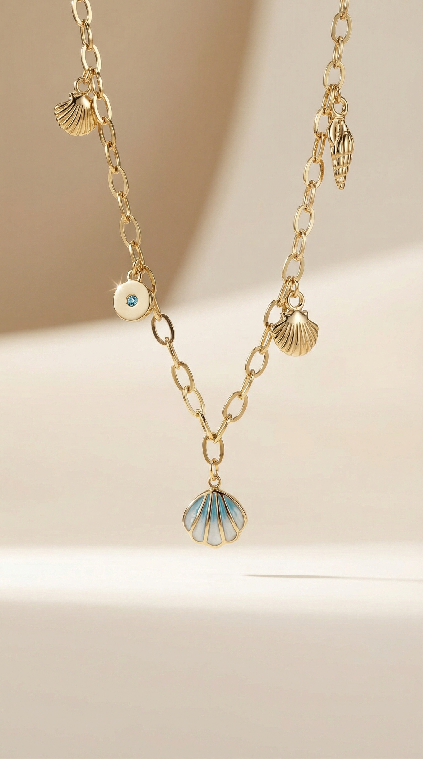 Golden Seashell Charm Necklace