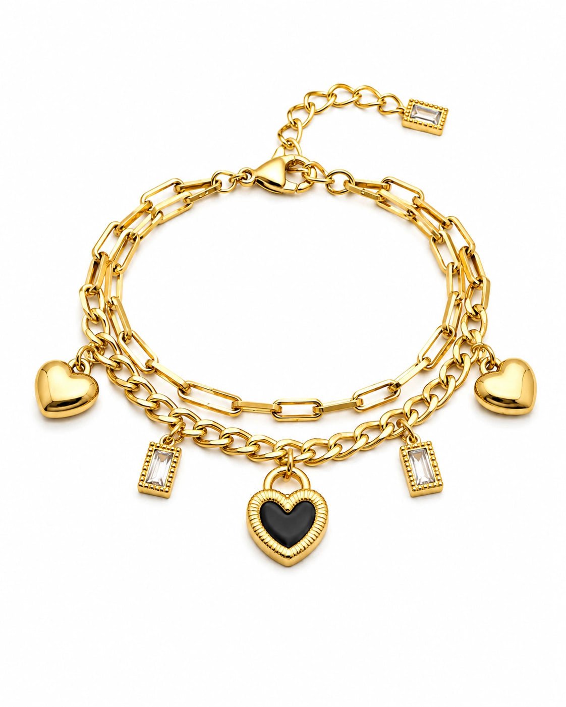 Double-Layer Heart Charm Bracelet - ZIORF