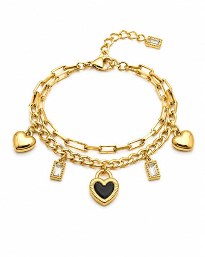 Double-Layer Heart Charm Bracelet - ZIORF