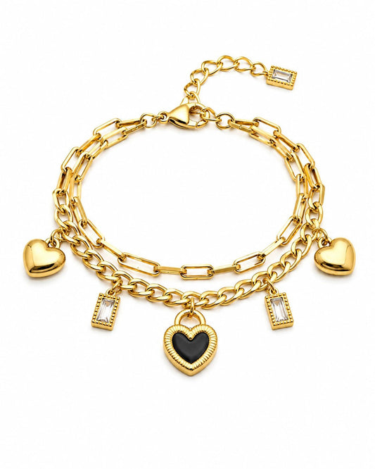Double-Layer Heart Charm Bracelet - ZIORF