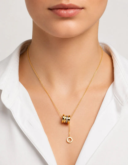 Dual Ring Drop Necklace - ZIORF