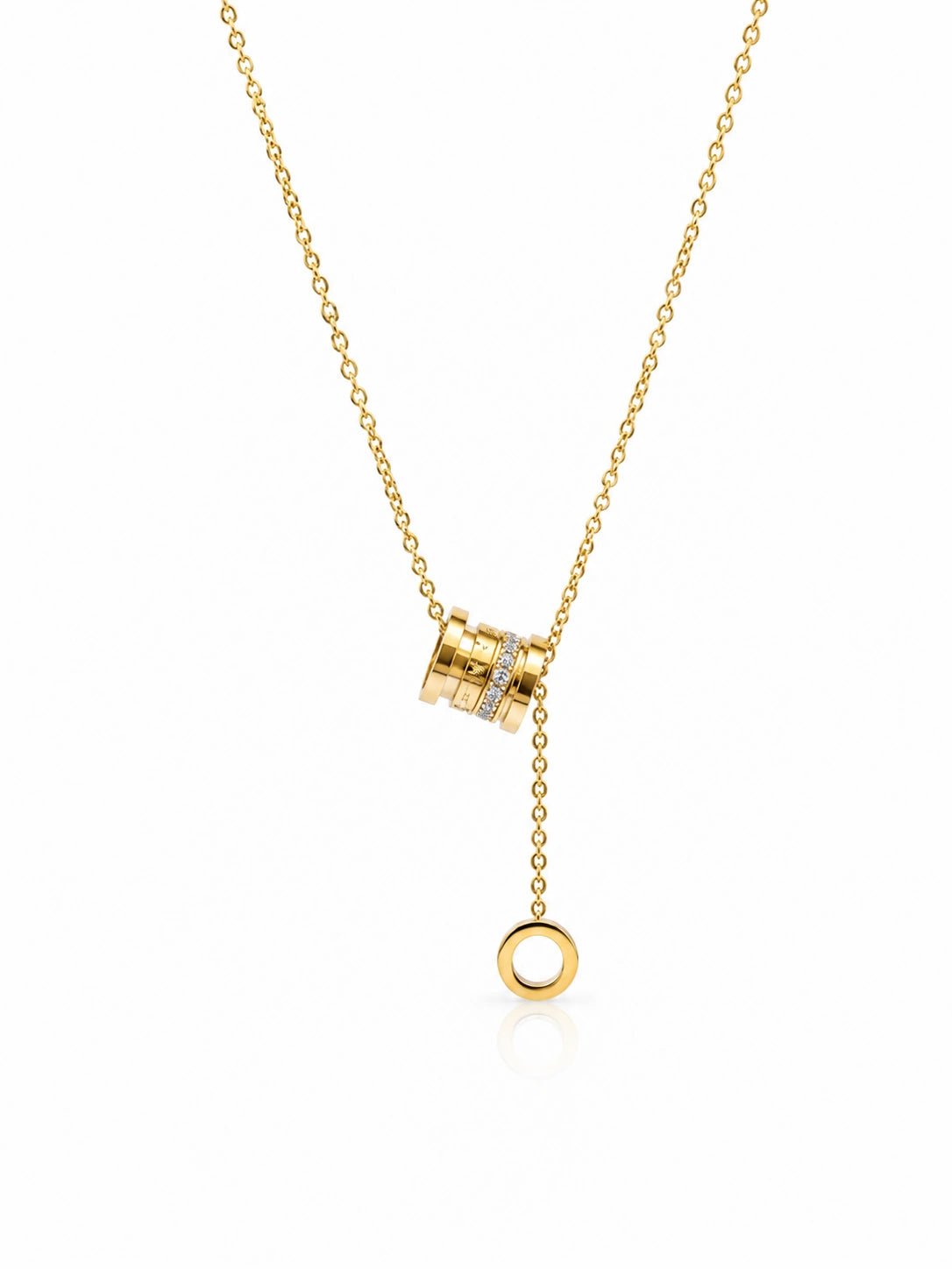 Dual Ring Drop Necklace - ZIORF
