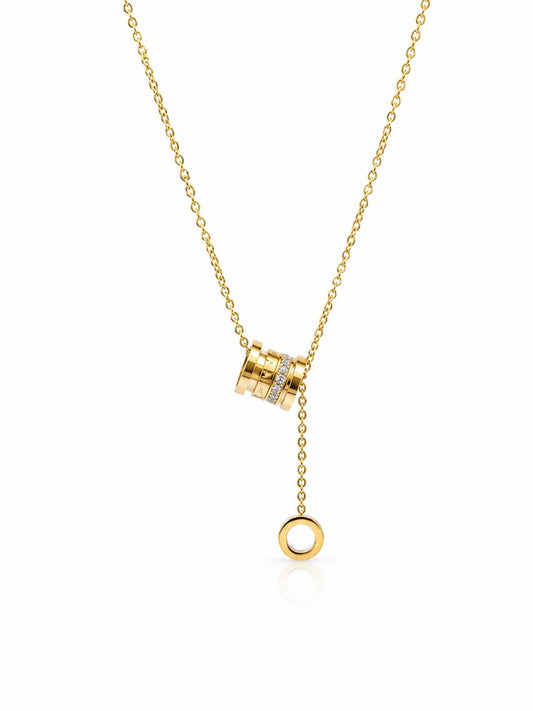 Dual Ring Drop Necklace - ZIORF