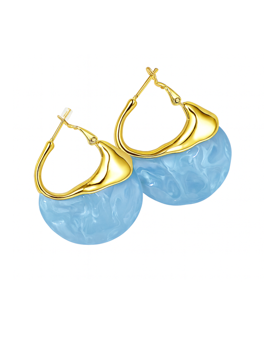 Aqua Marble Gold Earrings
