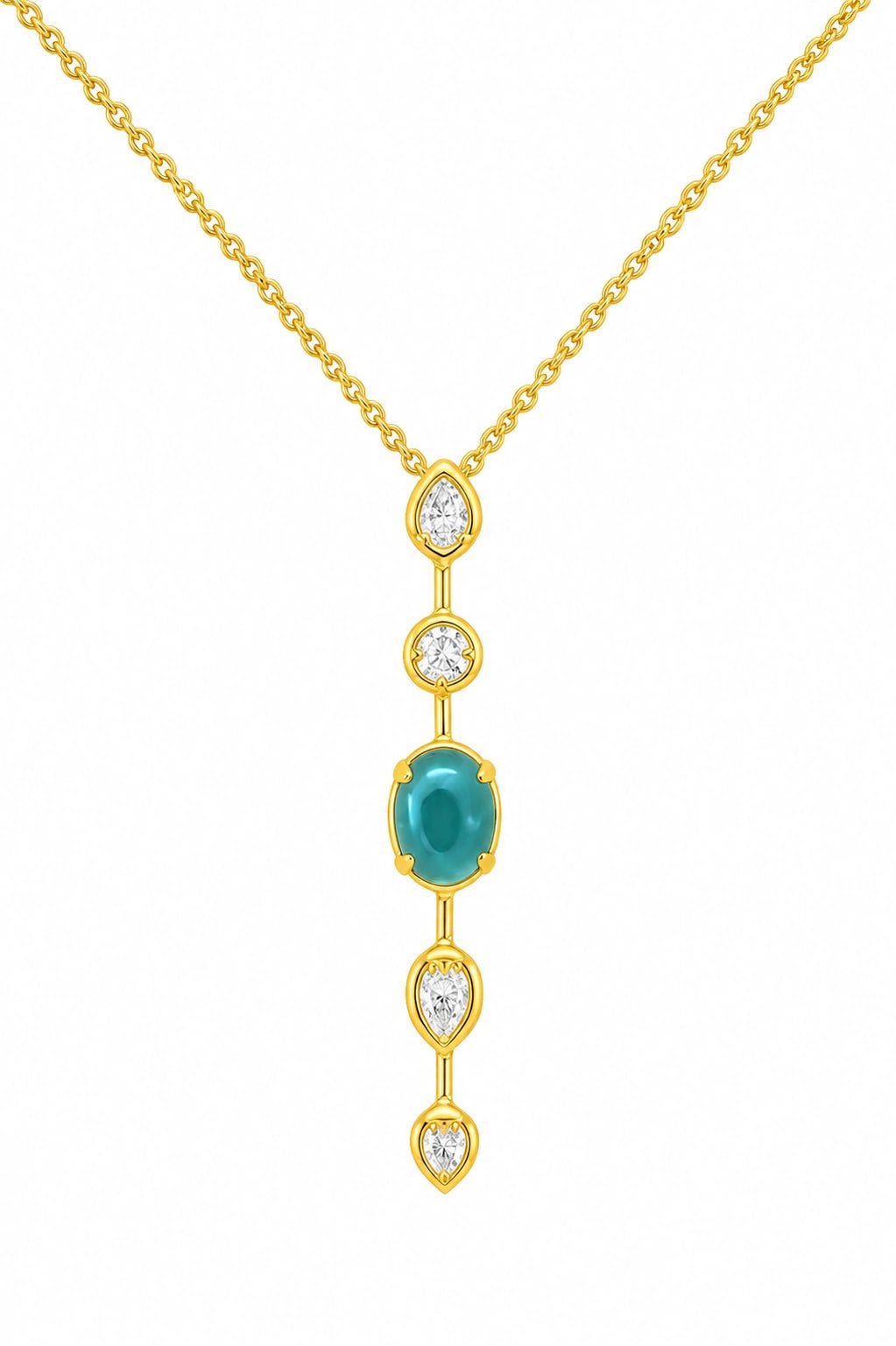 Emerald Drop Gold Pendant Necklace - ZIORF