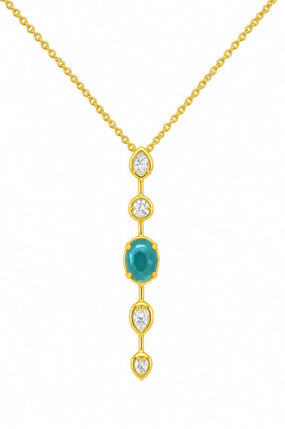 Emerald Drop Gold Pendant Necklace - ZIORF