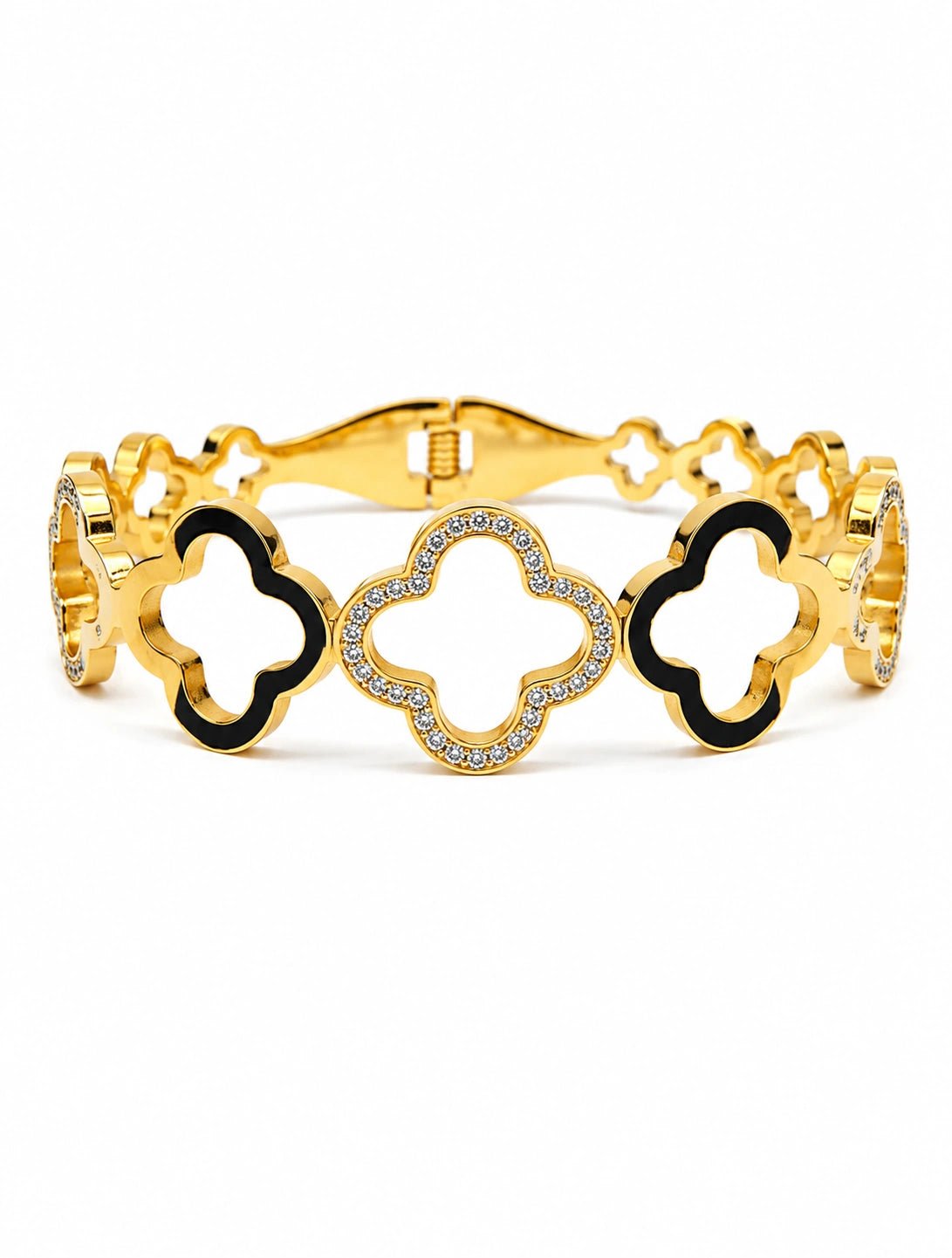 Enamel Clover Cutout Bangle - ZIORF