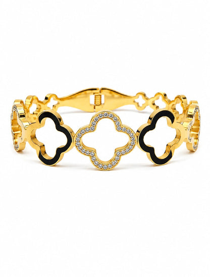 Enamel Clover Cutout Bangle - ZIORF