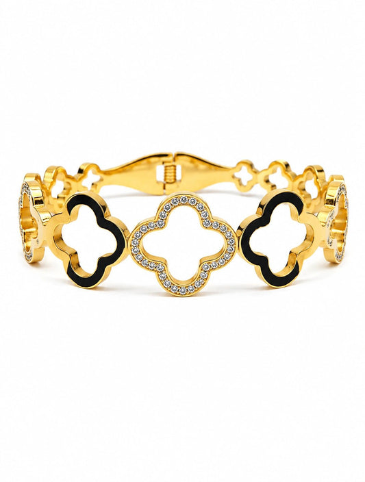 Enamel Clover Cutout Bangle - ZIORF