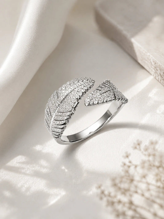 Feather Wrap Ring – Silver - ZIORF
