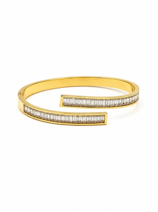 Gold Baguette Open Cuff Bracelet - ZIORF