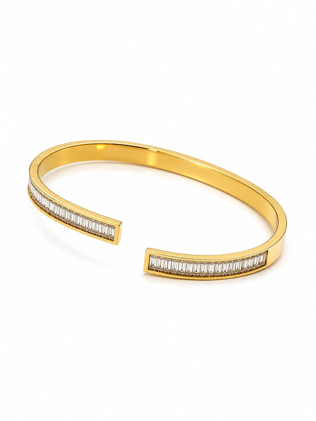 Gold Baguette Open Cuff Bracelet - ZIORF
