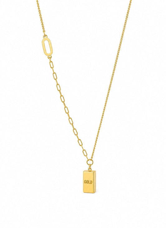 Gold Bar Dual-Link Necklace - ZIORF