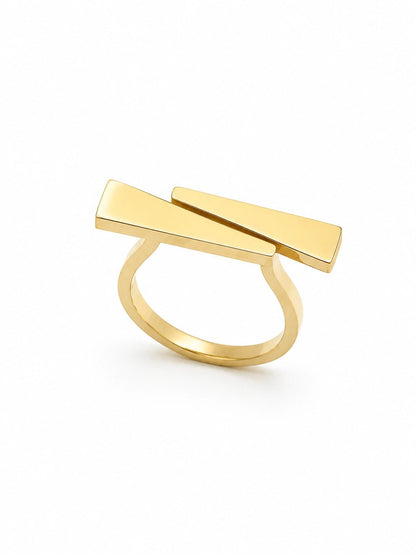 Gold Bar Duo Ring - ZIORF