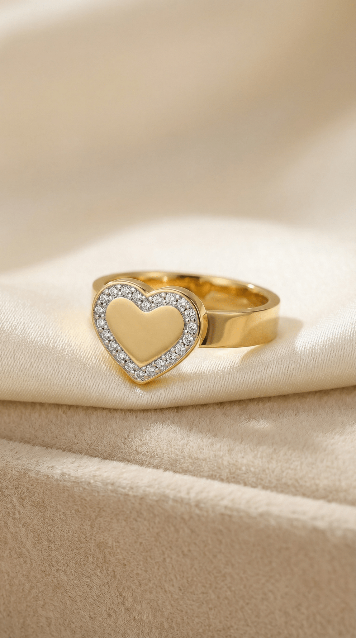 Gold Crystal Heart Ring - ZIORF