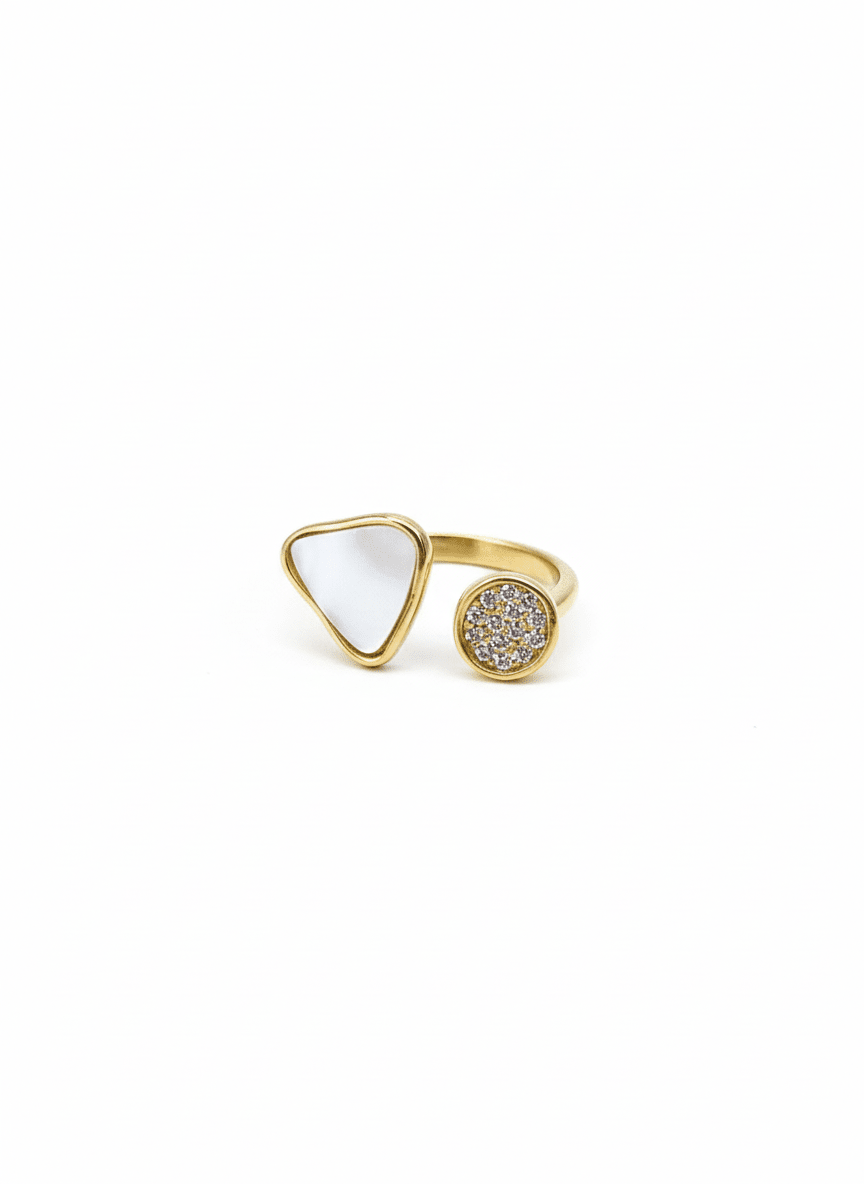 Gold Dual Stone Open Ring - ZIORF