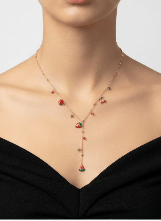 Gold Fruit Charm Necklace - ZIORF