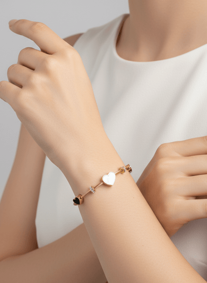 Gold Heart Duo Cable Bangle - ZIORF