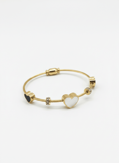 Gold Heart Duo Cable Bangle - ZIORF