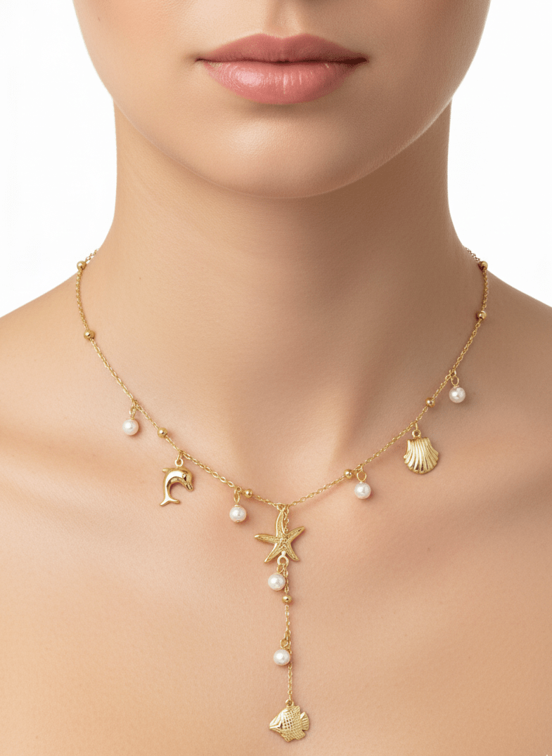 Gold Multicharm Ocean Treasures Necklace - ZIORF