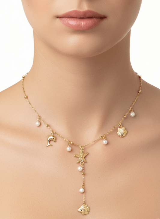 Gold Multicharm Ocean Treasures Necklace - ZIORF