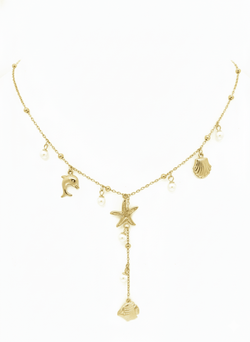 Gold Multicharm Ocean Treasures Necklace - ZIORF